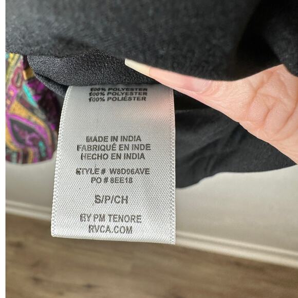 RVCA Multicolor Floral Print Cutout Triangle Back Round Neck Mini Dress S - Picture 7 of 16